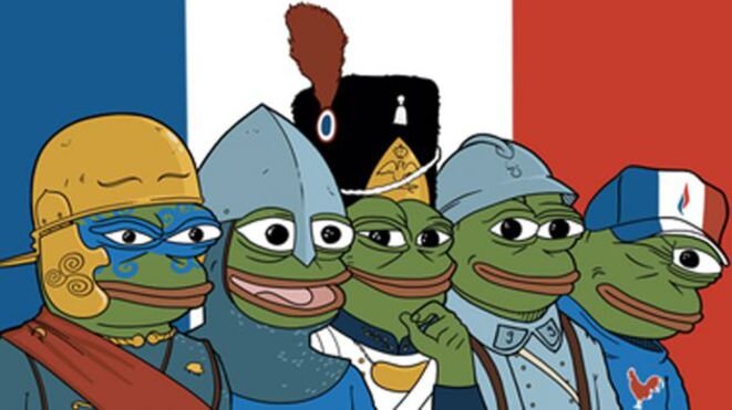 Una de las variantes de "Pepe the Frog" utilizadas en Francia. Una de las variantes de "Pepe the Frog" utilizadas en Francia.