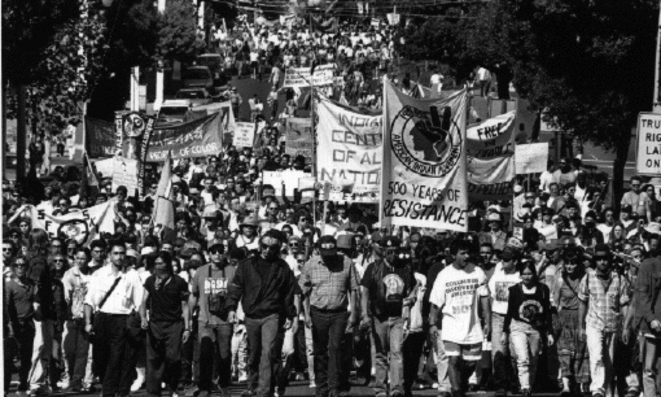 The San Francisco Aim Chapter's demonstration of October 11, 1992 © courtesy of Bobby Castillo The San Francisco Aim Chapter's demonstration of October 11, 1992 © courtesy of Bobby Castillo