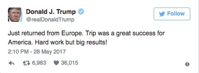 «Juste de retour d'Europe. Ce voyage a été un grand succès pour l'Amérique. Dur labeur mais grands résultats» «Juste de retour d'Europe. Ce voyage a été un grand succès pour l'Amérique. Dur labeur mais grands résultats»