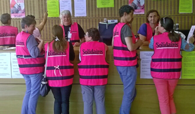 Au congrès de Solidaires, une partie des organisateurs locaux. © D.I. Au congrès de Solidaires, une partie des organisateurs locaux. © D.I.
