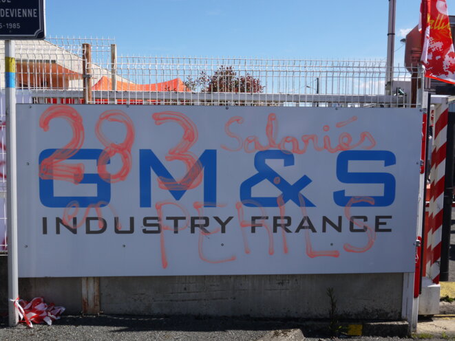 A l'entrée de l'usine de La Souterraine, le 16 mai. © D.I. A l'entrée de l'usine de La Souterraine, le 16 mai. © D.I.