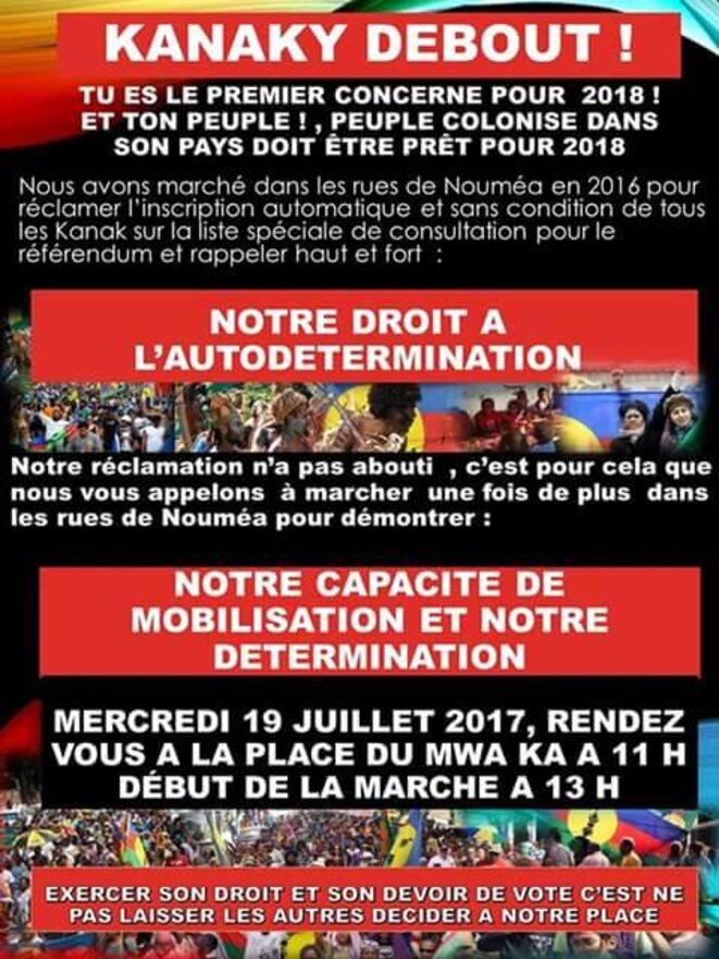 L'affiche d'appel à manifester à Nouméa. L'affiche d'appel à manifester à Nouméa.