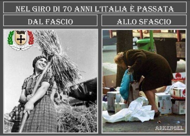 " En 70 ans l'Italie est passée du fascio à la pagaille " " En 70 ans l'Italie est passée du fascio à la pagaille "