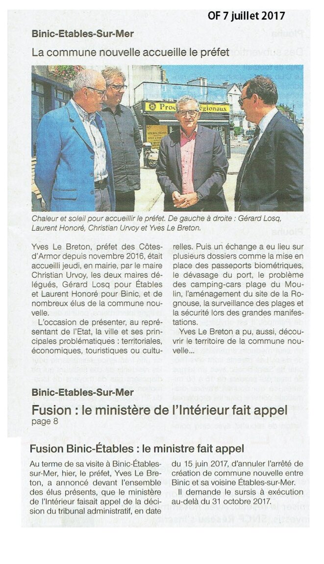Fac simile de l'article de Ouest-France Fac simile de l'article de Ouest-France