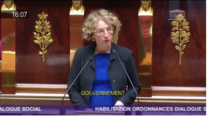 Muriel Pénicaud à l'Assemblée nationale le 10 juillet 2017. © Assemblée nationale (capture d'écran) Muriel Pénicaud à l'Assemblée nationale le 10 juillet 2017. © Assemblée nationale (capture d'écran)