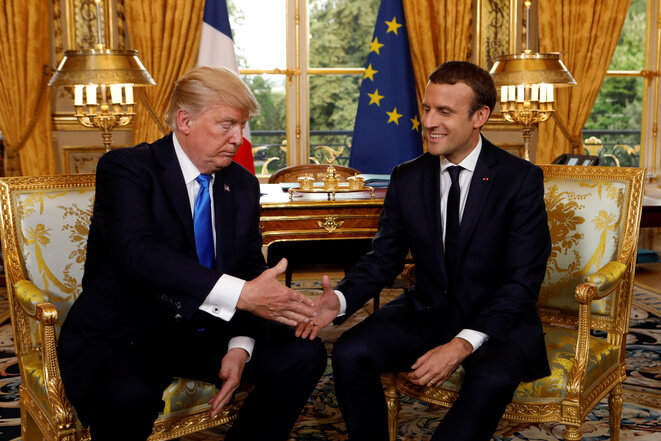 Donald Trump and Emmanuel Macron at the Elysée Palace july 13th. © Reuters