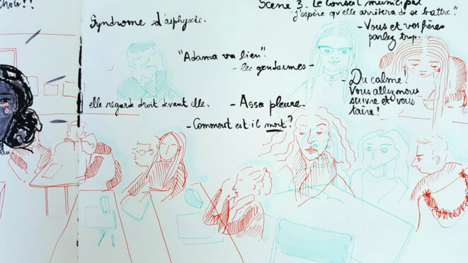 Les élèves sont concentrés. Ils et elles lisent, à voix haute, les premières lignes de la pièce. © Zède Les élèves sont concentrés. Ils et elles lisent, à voix haute, les premières lignes de la pièce. © Zède