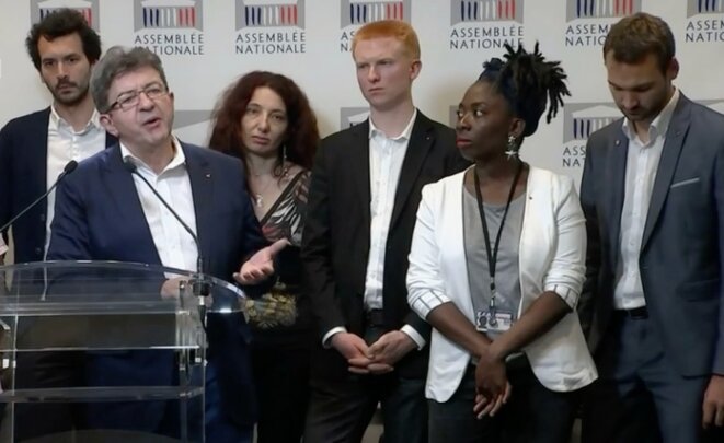 Jean-Luc Mélenchon lors de son point presse, à l'Assemblée nationale, mardi 18 juillet 2017 © Vidéo BFMTV Jean-Luc Mélenchon lors de son point presse, à l'Assemblée nationale, mardi 18 juillet 2017 © Vidéo BFMTV