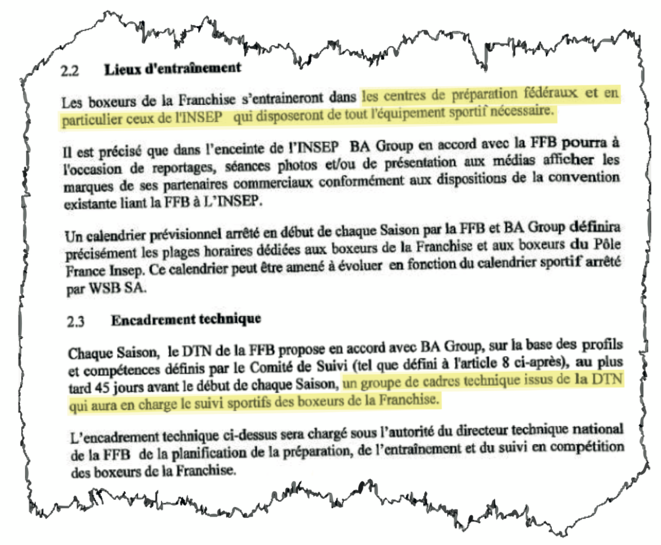 Extrait de la convention en vigueur pour la franchise « Paris United » © Mediapart Extrait de la convention en vigueur pour la franchise « Paris United » © Mediapart