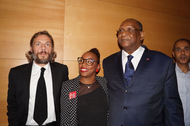 L'ancien sous secrétaire général de l'ONU. et ancien premier ministre de Guinée Lansana Kouyaté.A ses côtés Thierry Paul Valette le fondateur de l'Egalite Nationale. L'ancien sous secrétaire général de l'ONU. et ancien premier ministre de Guinée Lansana Kouyaté.A ses côtés Thierry Paul Valette le fondateur de l'Egalite Nationale.