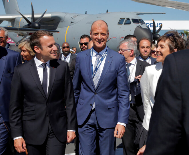 Emmanuel Macron et Tom Enders au salon du Bourget le 19 juin Emmanuel Macron et Tom Enders au salon du Bourget le 19 juin