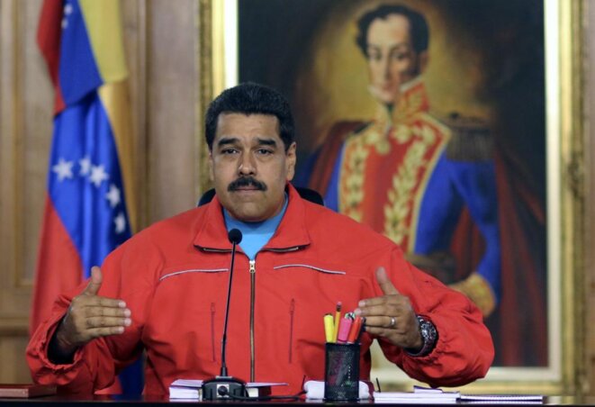 Nicolas Maduro lors de l'allocution télévisée dans laquelle il reconnait la victoire de l'opposition aux législatives et la victoire de la démocratie, le 7 décembre 2015 © EFE Nicolas Maduro lors de l'allocution télévisée dans laquelle il reconnait la victoire de l'opposition aux législatives et la victoire de la démocratie, le 7 décembre 2015 © EFE