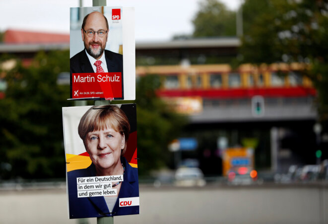 Affiches électorales de la CDU et du SPD © Reuters