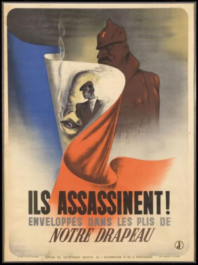 Affiche de propagande visant à "criminaliser" les actes de résistance à l'occupant durant la 2e guerre mondiale Affiche de propagande visant à "criminaliser" les actes de résistance à l'occupant durant la 2e guerre mondiale