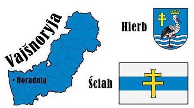 Territoire, armoiries et drapeau de la Veïchnoria. Territoire, armoiries et drapeau de la Veïchnoria.