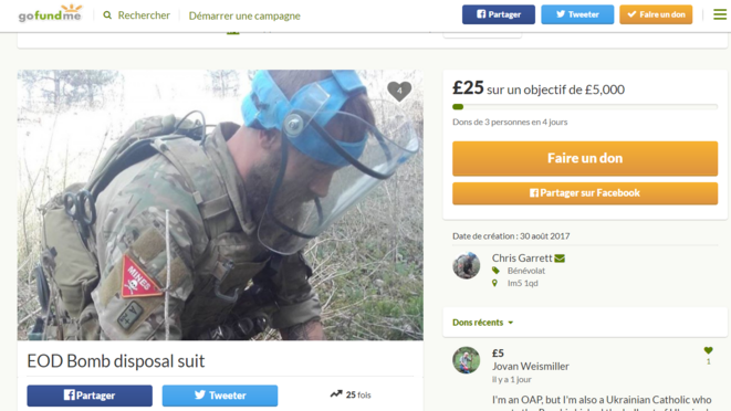 Capture écran page de Chris Garrett sur “GoFundMe”. Capture écran page de Chris Garrett sur “GoFundMe”.