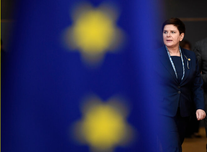 La première ministre polonaise Beata Szydło, lors d'un sommet européen en mars 2017 © Reuters La première ministre polonaise Beata Szydło, lors d'un sommet européen en mars 2017 © Reuters