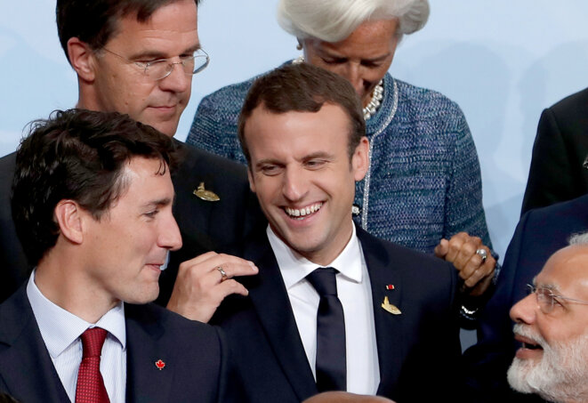 Le premier ministre canadien Justin Trudeau et Emmanuel Macron, le 7 juillet 2017 au G20 de Hambourg © Reuters / Ian Langsdon Le premier ministre canadien Justin Trudeau et Emmanuel Macron, le 7 juillet 2017 au G20 de Hambourg © Reuters / Ian Langsdon