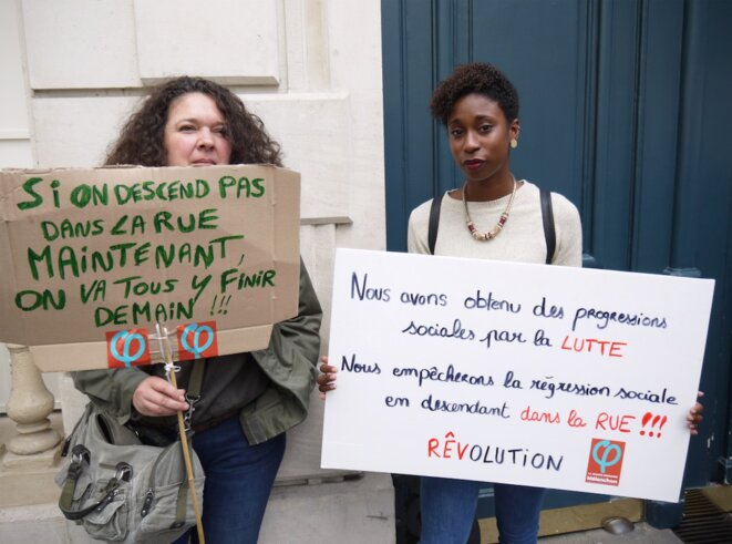 Marina et Gwladys, militantes de La France insoumise, le 12 septembre 2017. © D.I. Marina et Gwladys, militantes de La France insoumise, le 12 septembre 2017. © D.I.