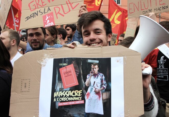 À Toulouse, le 12 septembre 2017, lors de la manifestation contre les ordonnances sur le code du travail. © ER À Toulouse, le 12 septembre 2017, lors de la manifestation contre les ordonnances sur le code du travail. © ER
