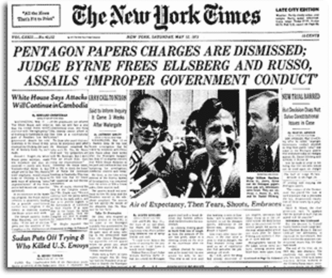 Les Pentagon Papers à la Une du New York Times. © DR Les Pentagon Papers à la Une du New York Times. © DR