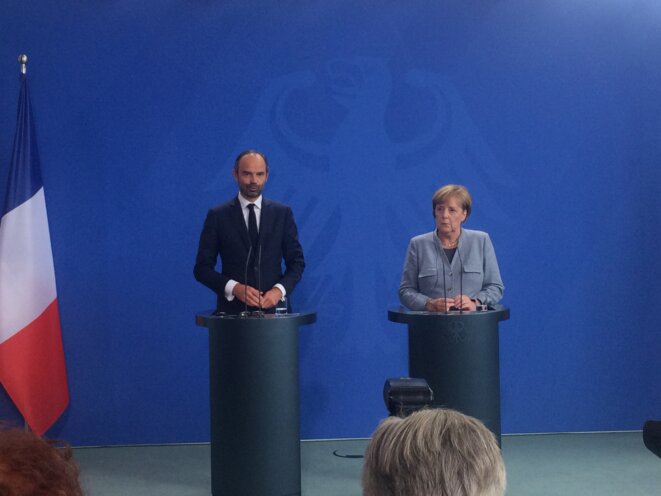 Édouard Philippe et Angela Merkel, le 15 septembre. © ES Édouard Philippe et Angela Merkel, le 15 septembre. © ES
