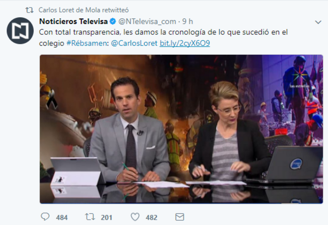 Les présentateurs de Televisa Carlos Loret de Mola et Denise Maercker © Clément Detry Les présentateurs de Televisa Carlos Loret de Mola et Denise Maercker © Clément Detry