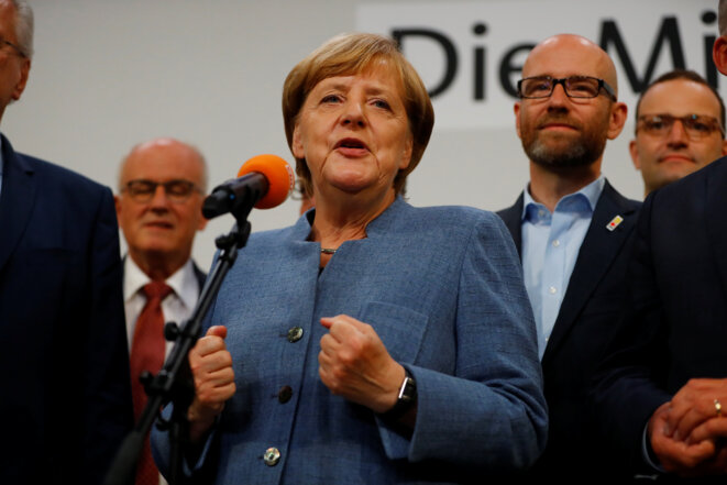 Angela Merkel le soir des résultats, dimanche 24 septembre © Reuters Angela Merkel le soir des résultats, dimanche 24 septembre © Reuters