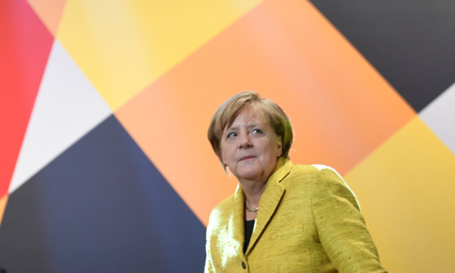 Angela Merkel en campagne pour les régionales de Basse-Saxe, le 27 septembre © Reuters Angela Merkel en campagne pour les régionales de Basse-Saxe, le 27 septembre © Reuters