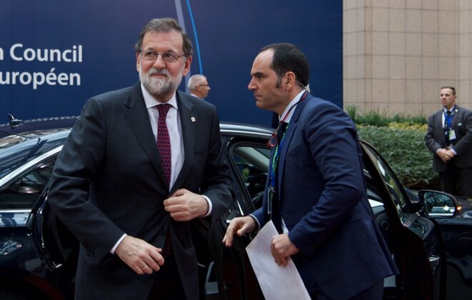 Mariano Rajoy à son arrivée à Bruxelles le 19 octobre 2017 © Conseil européen.