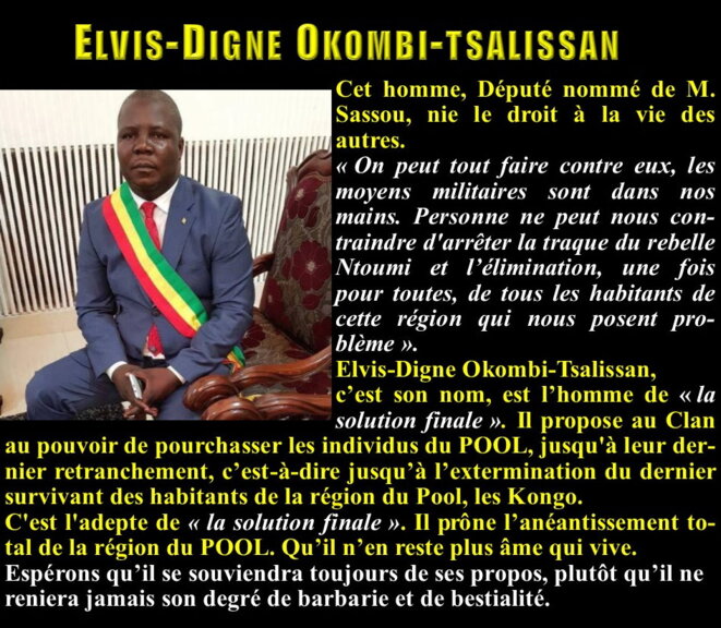 Elvis-Digne Okombi-Tsalissan réclame, lui-aussi, "LA SOLUTION FINALE". Ce qui confime l'analyse d'Eric Mampouya. Elvis-Digne Okombi-Tsalissan réclame, lui-aussi, "LA SOLUTION FINALE". Ce qui confime l'analyse d'Eric Mampouya.