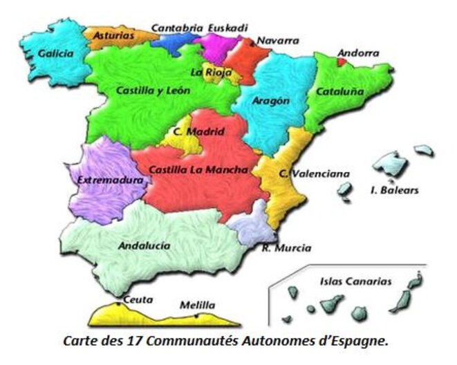 Les 17 communautés autonomes d'Espagne Les 17 communautés autonomes d'Espagne