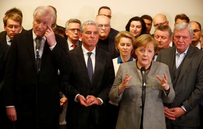 Angela Merkel lors d'une conférence de presse après l'échec des "négociations exploratoires" pour former un gouvernement, le 20 novembre 2017 © Reuters / Hannibal Hanschke