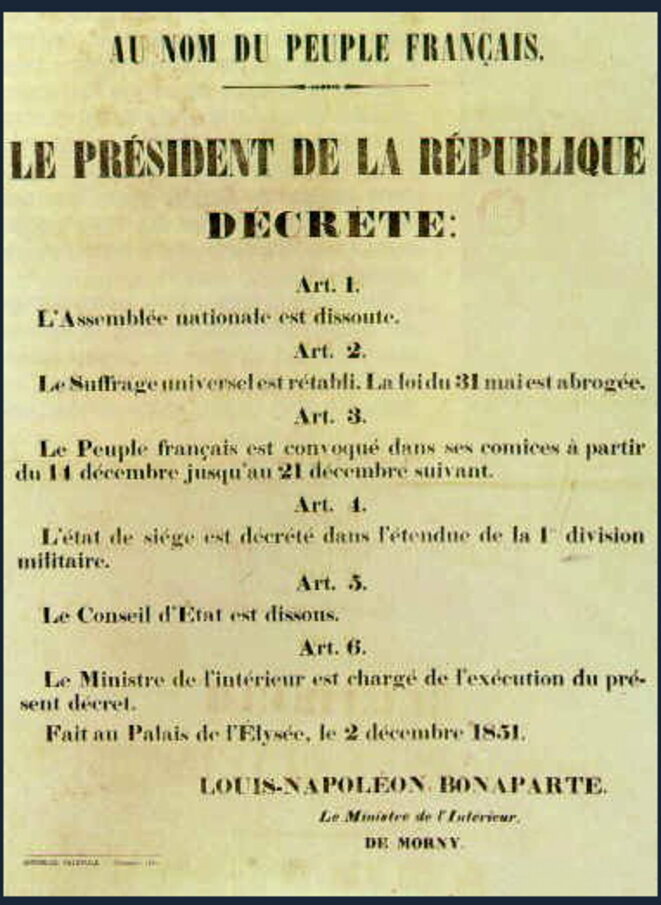 2 DÉCEMBRE 1851 – 2 DÉCEMBRE 2017 :  166 ans déjà et toujours la même politique