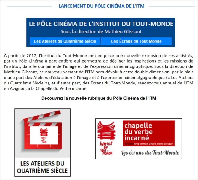 Lancement du Pôle Cinéma de l'Institut du Tout-Monde