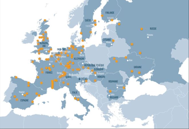 Carte des centrales en Europe. Carte des centrales en Europe.