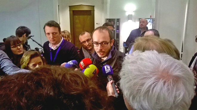 Antoine Deltour, à la sortie de l’audience du 12 décembre 2016. © D.I. Antoine Deltour, à la sortie de l’audience du 12 décembre 2016. © D.I.