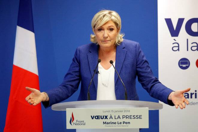 Marine Le Pen during the traditional New Year address to the French press in Paris, January 15th 2017. © Reuters Marine Le Pen during the traditional New Year address to the French press in Paris, January 15th 2017. © Reuters