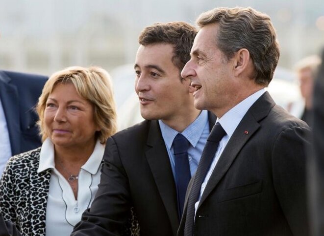 Natacha Bouchart, Gérald Darmanin et Nicolas Sarkozy à Calais, en septembre 2016. © Reuters