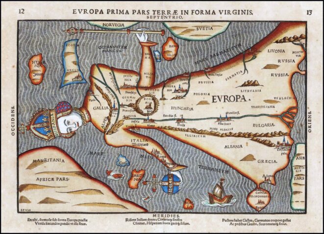 Europa Prima Pars Terrae, 1581, Hanover, de Heinrich Bunting. Europa Prima Pars Terrae, 1581, Hanover, de Heinrich Bunting.
