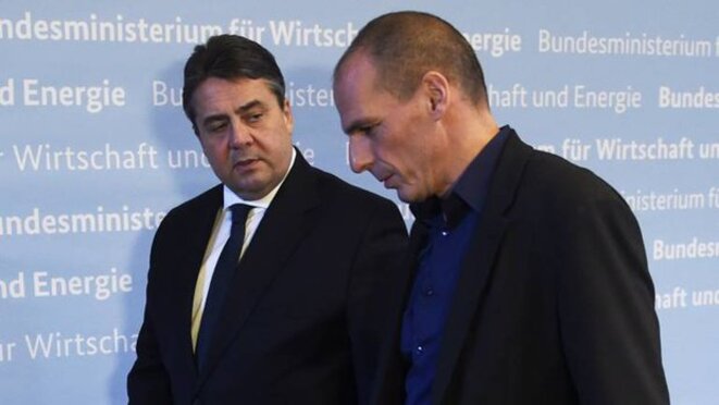 Sigmar Gabriel et Yanis Varoufakis Sigmar Gabriel et Yanis Varoufakis