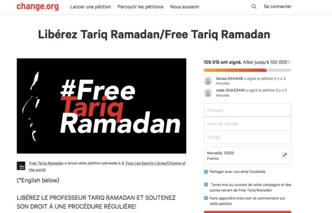 Pétition en faveur de la libération de Tariq Ramadan. Pétition en faveur de la libération de Tariq Ramadan.