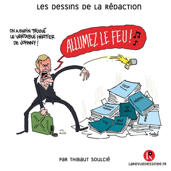 Sous les crayons de La Revue Dessinée: Macron, la SNCF et Johnny Hallyday
