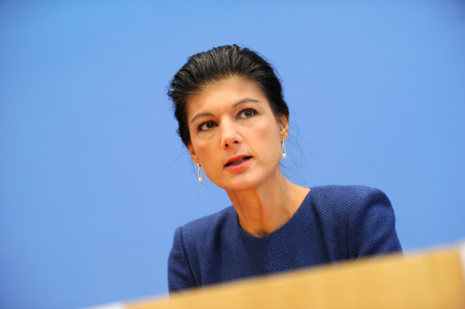 Sahra Wagenknecht lors d’une conférence de presse à Berlin, le 25 février 2018. © Reuters / Stefanie Loos Sahra Wagenknecht lors d’une conférence de presse à Berlin, le 25 février 2018. © Reuters / Stefanie Loos