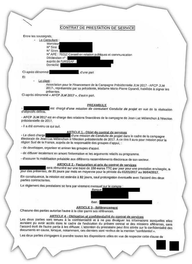 Exemple de contrat d'auto-entrepreneur. © Document Mediapart Exemple de contrat d'auto-entrepreneur. © Document Mediapart