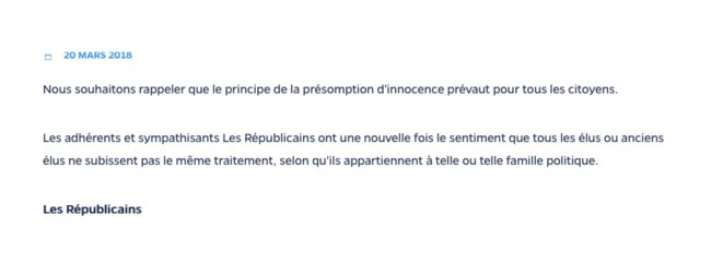 Les Républicains ont diffusé un communiqué de presse pour le moins lapidaire. © © www.republicains.fr Les Républicains ont diffusé un communiqué de presse pour le moins lapidaire. © © www.republicains.fr