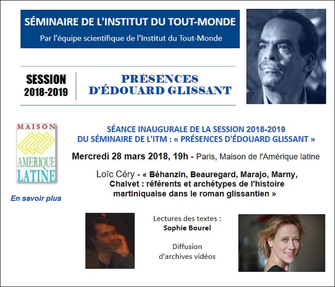 Béhanzin, Beauregard, Marajo, Marny, Chalvet par Édouard Glissant - 28 mars, 19h