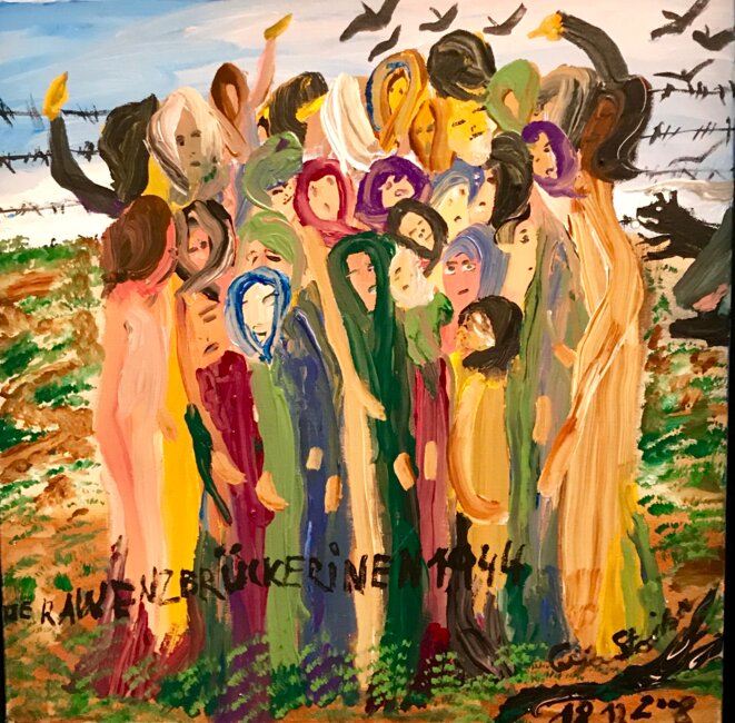 Ceija Stojka, "Les femmes de Ravensbruck", Acrylique sur toile, 2008, Collection privée, Paris © Ceija Stojka Ceija Stojka, "Les femmes de Ravensbruck", Acrylique sur toile, 2008, Collection privée, Paris © Ceija Stojka