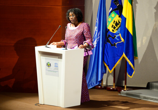 REMISE ATTESTATIONS TRAIN MY GENERATION - Le ministre de l'Education nationale, Nadine Patricia Anguilet Obame © DCP REMISE ATTESTATIONS TRAIN MY GENERATION - Le ministre de l'Education nationale, Nadine Patricia Anguilet Obame © DCP