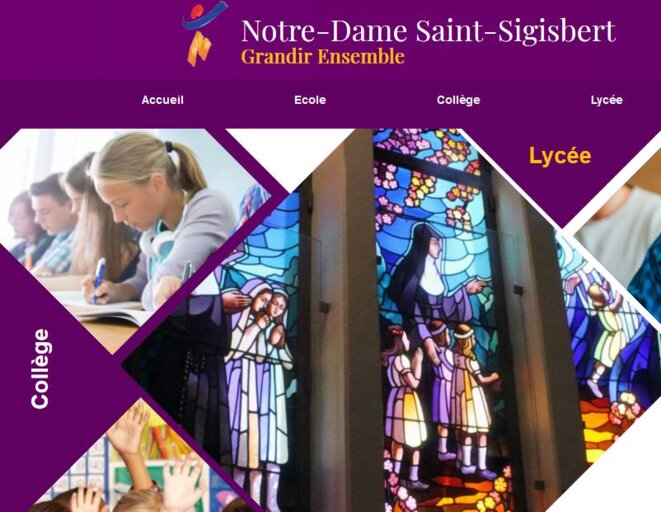 La page d'acceuil de St Sigisbert à Nancy est une des rares pages qui met en évidence la tutelle religieuse © Cité Scolaire Saint Sigisbert La page d'acceuil de St Sigisbert à Nancy est une des rares pages qui met en évidence la tutelle religieuse © Cité Scolaire Saint Sigisbert
